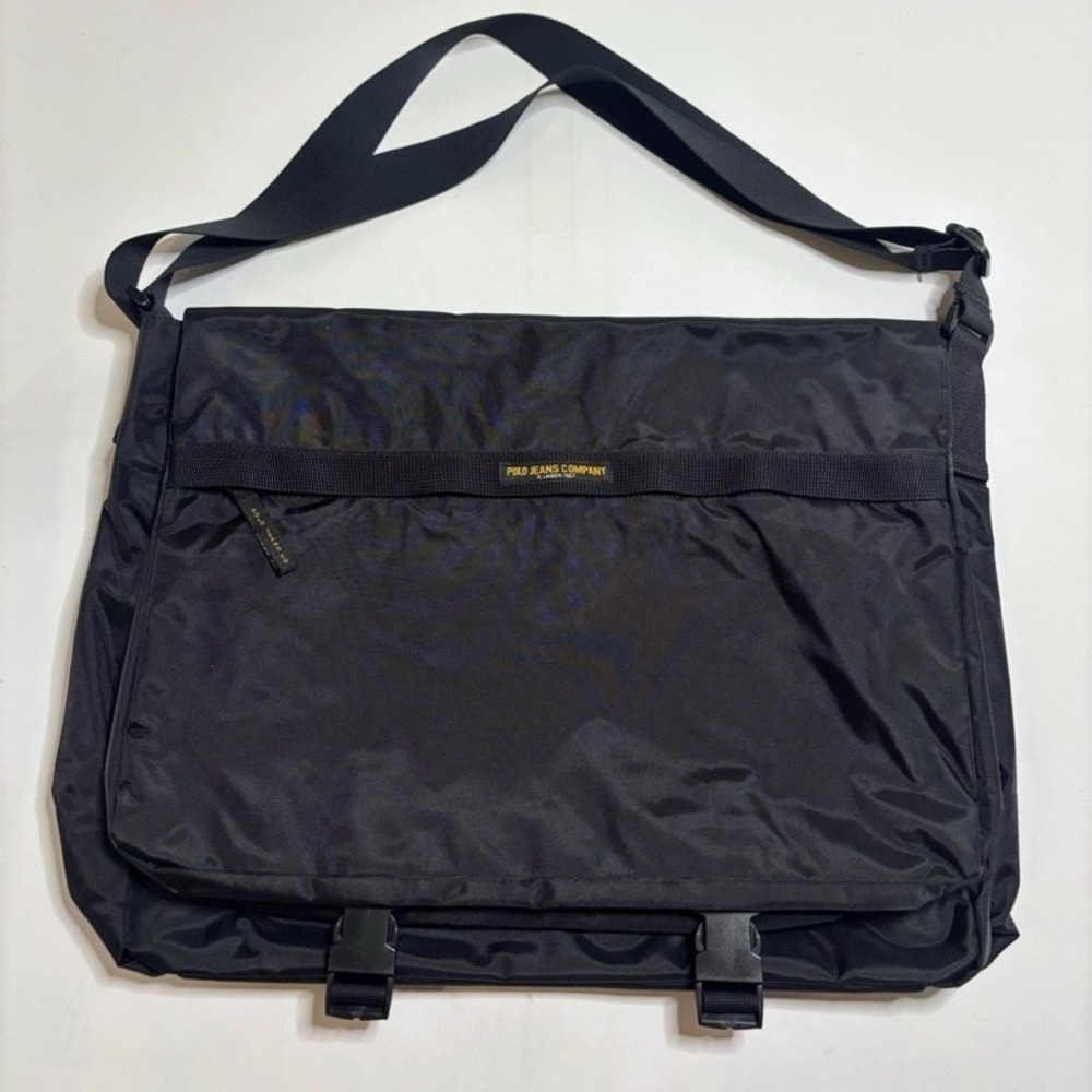 Ralph Lauren POLO Jeans Co Large Laptop Black Nylon Messenger Bag Unisex Satchel